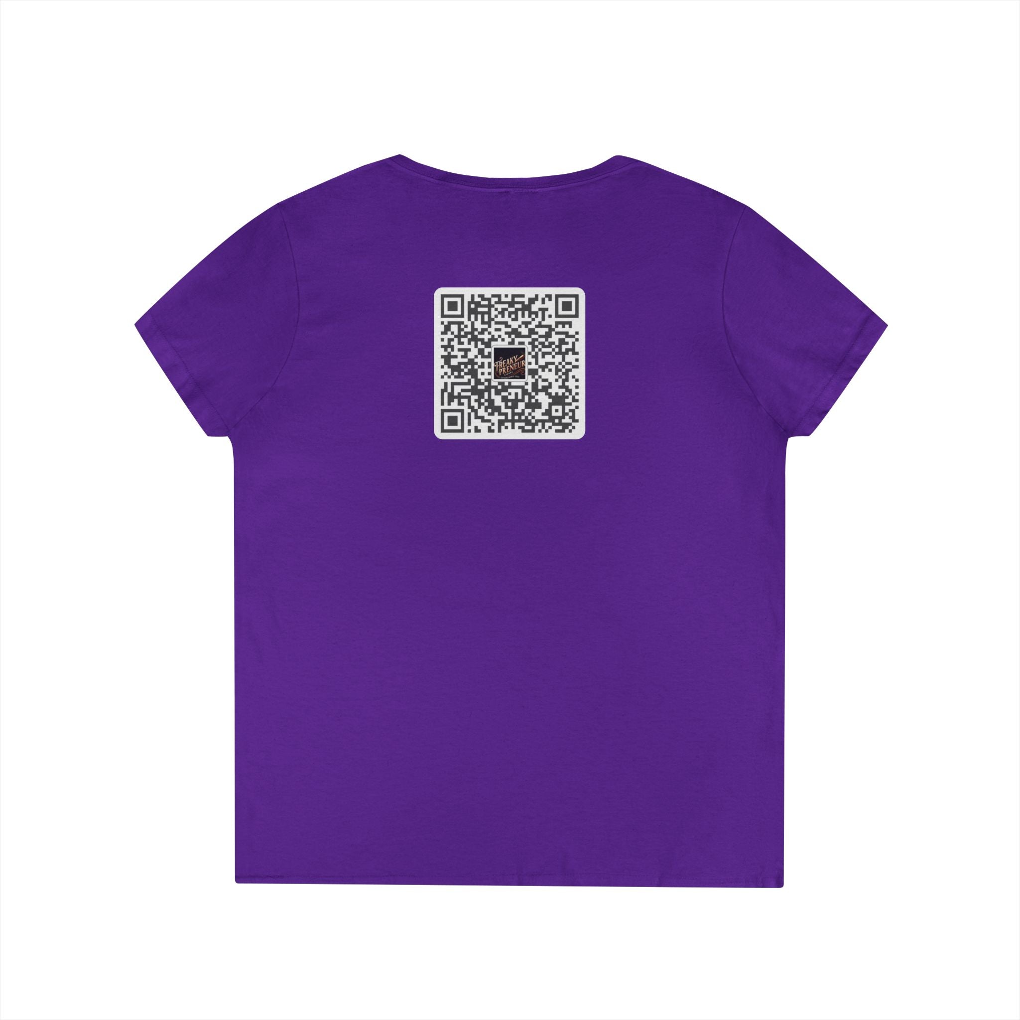 Freakypreneur V-Neck Tee — Women’s Entrepreneur T‑Shirt with Cigar Graphic & QR Code