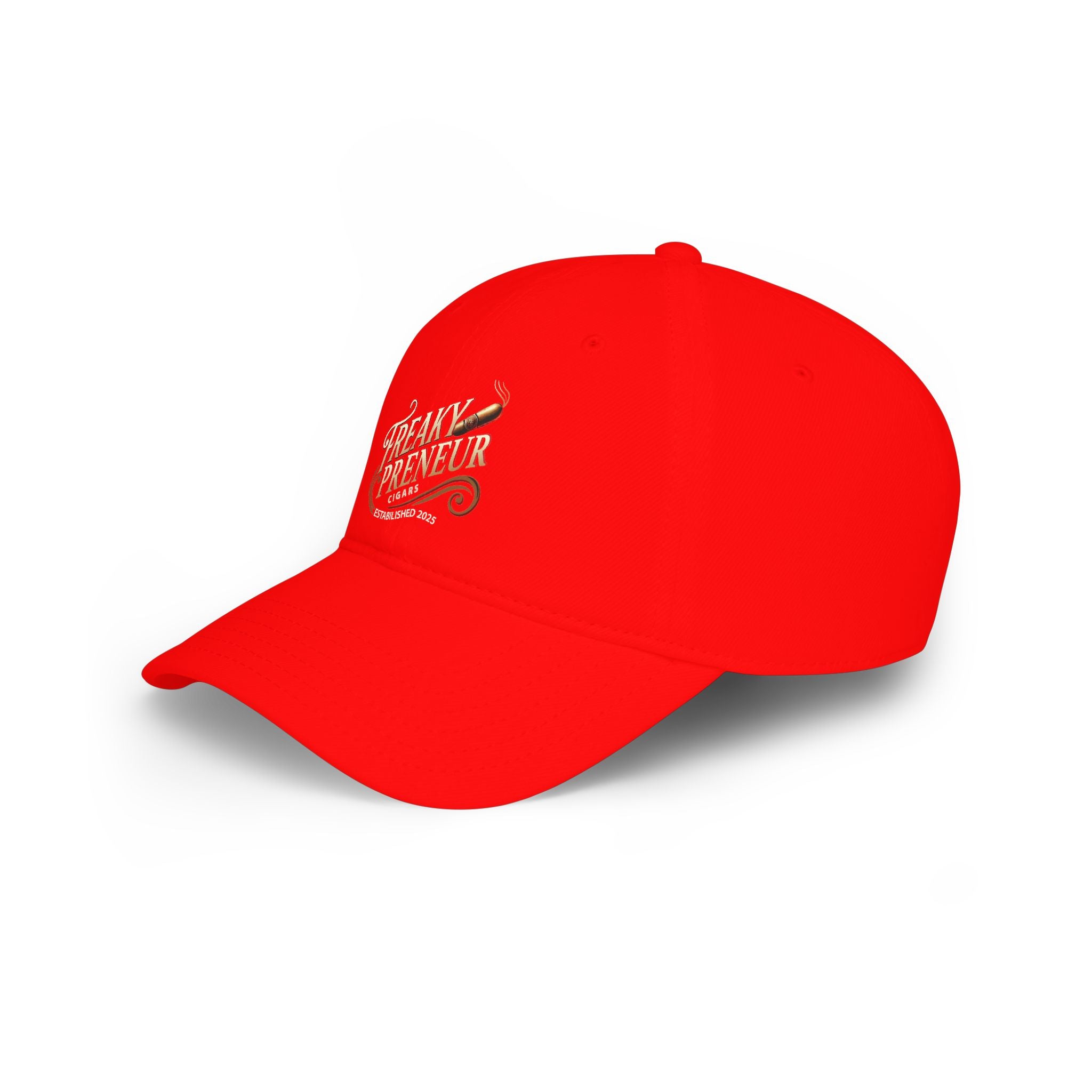 Freakypreneur Cigar Embroidered Baseball Cap — Low Profile Red Hat