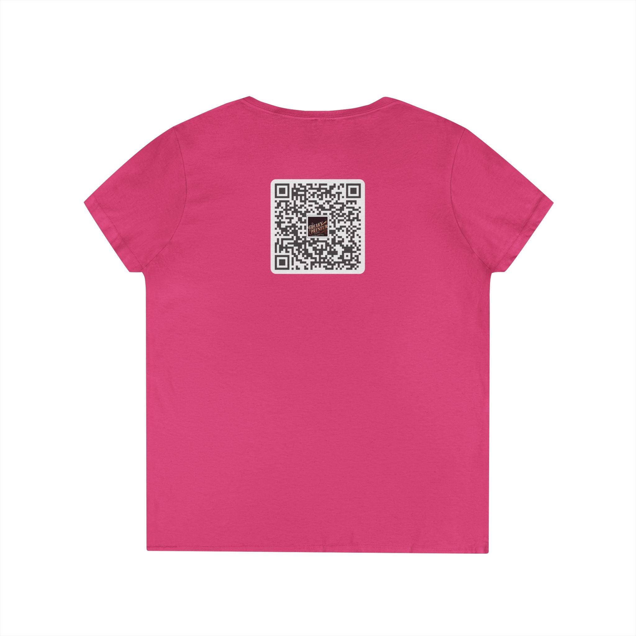 Freakypreneur V-Neck Tee — Women’s Entrepreneur T‑Shirt with Cigar Graphic & QR Code