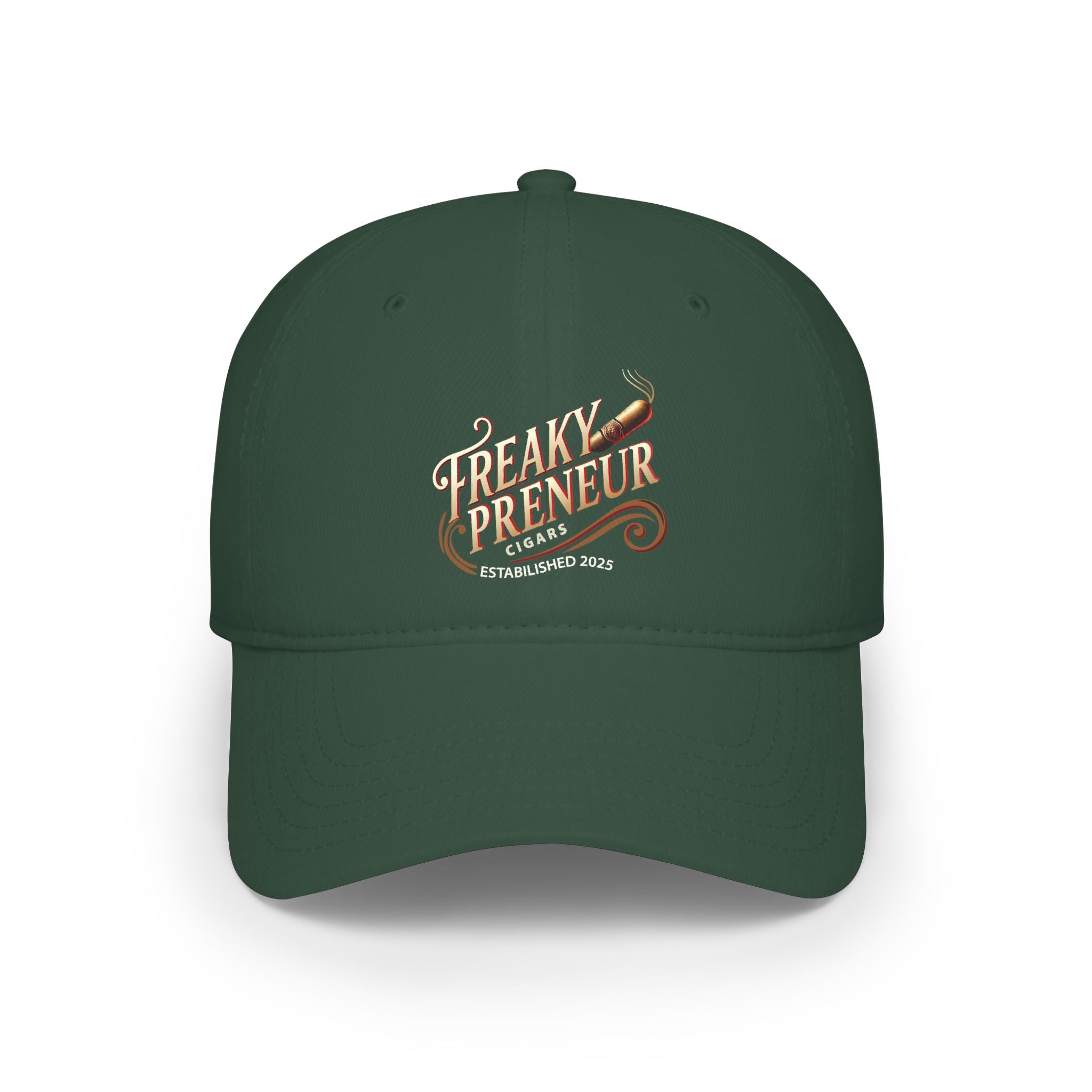 Freakypreneur Cigar Embroidered Baseball Cap — Low Profile Red Hat
