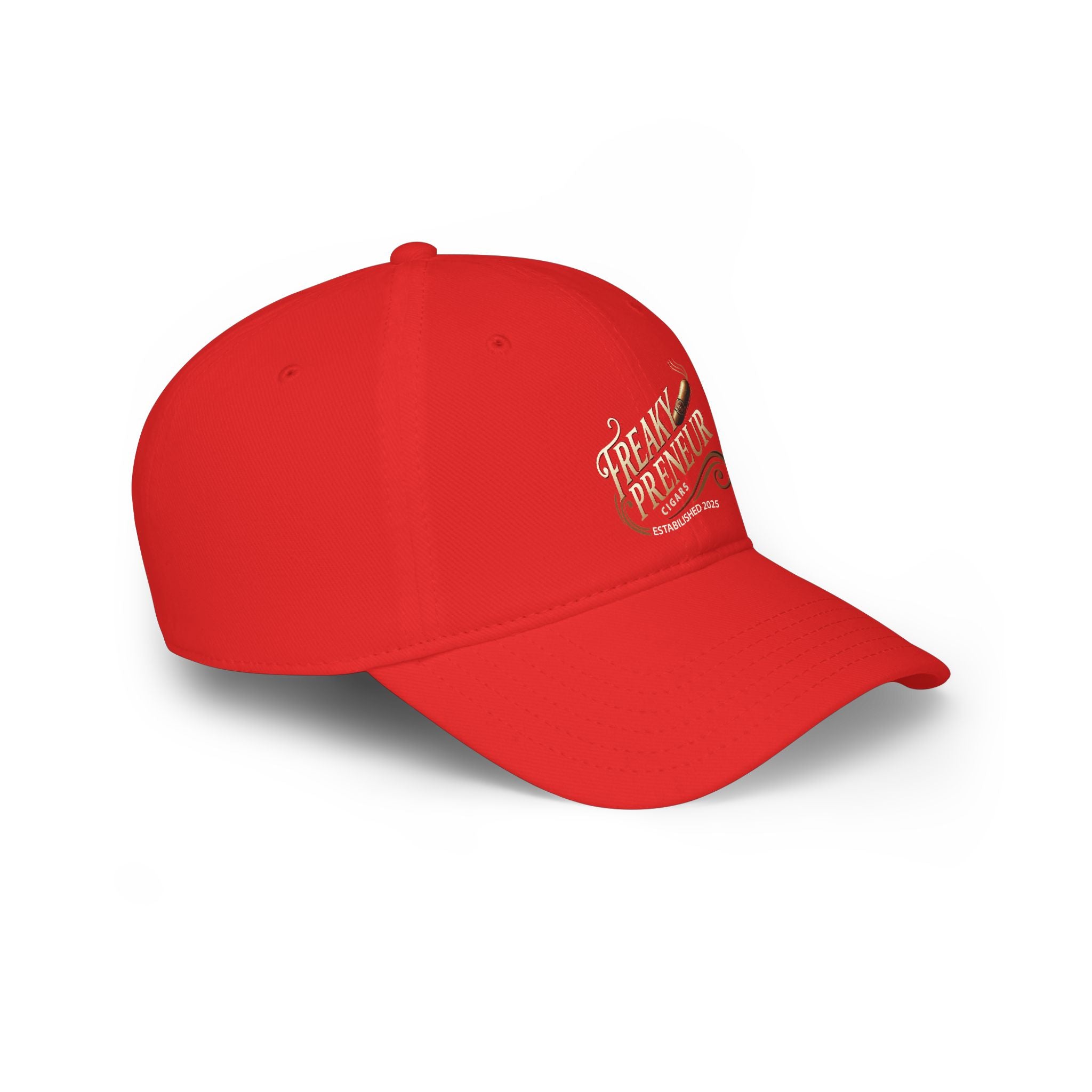 Freakypreneur Cigar Embroidered Baseball Cap — Low Profile Red Hat
