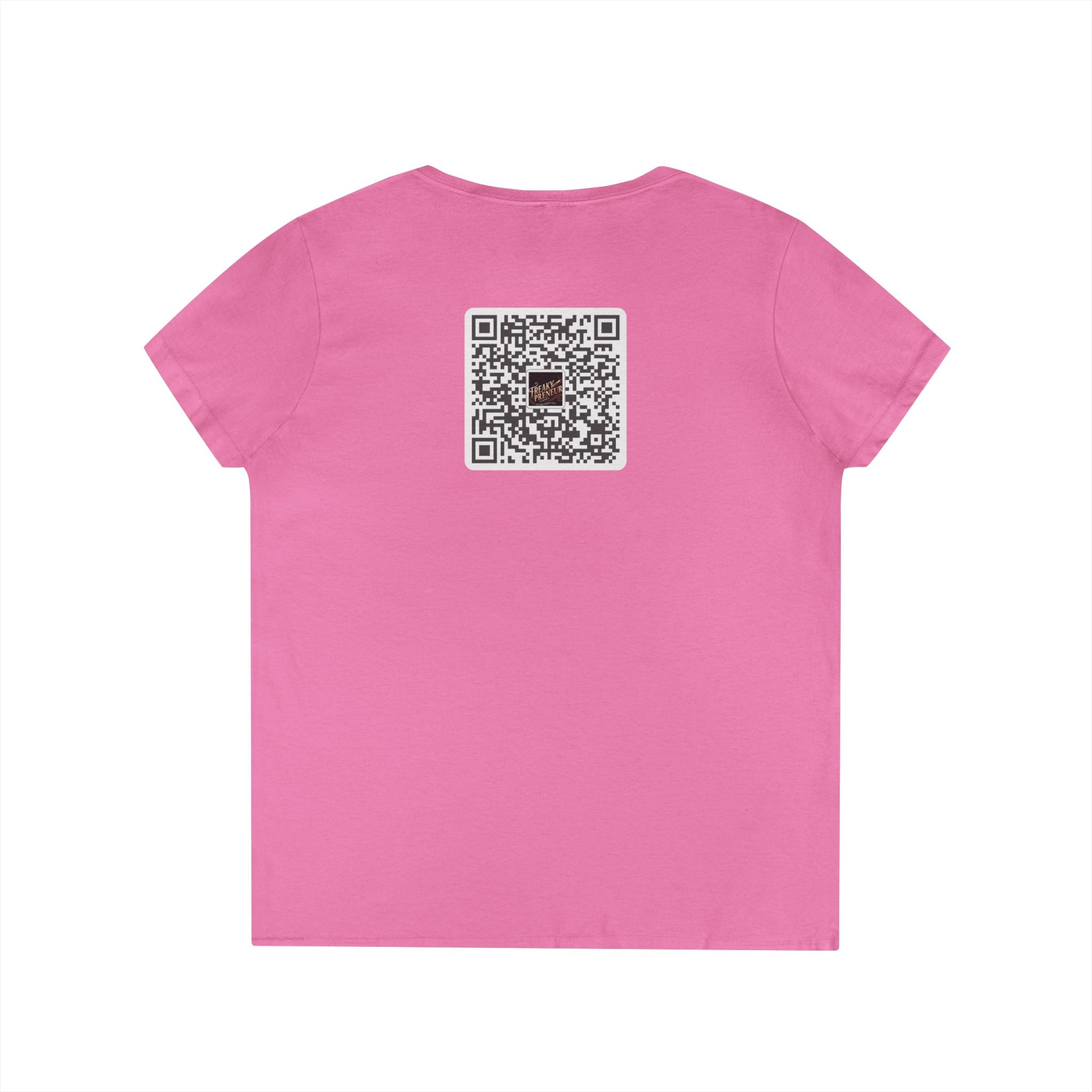 Freakypreneur V-Neck Tee — Women’s Entrepreneur T‑Shirt with Cigar Graphic & QR Code