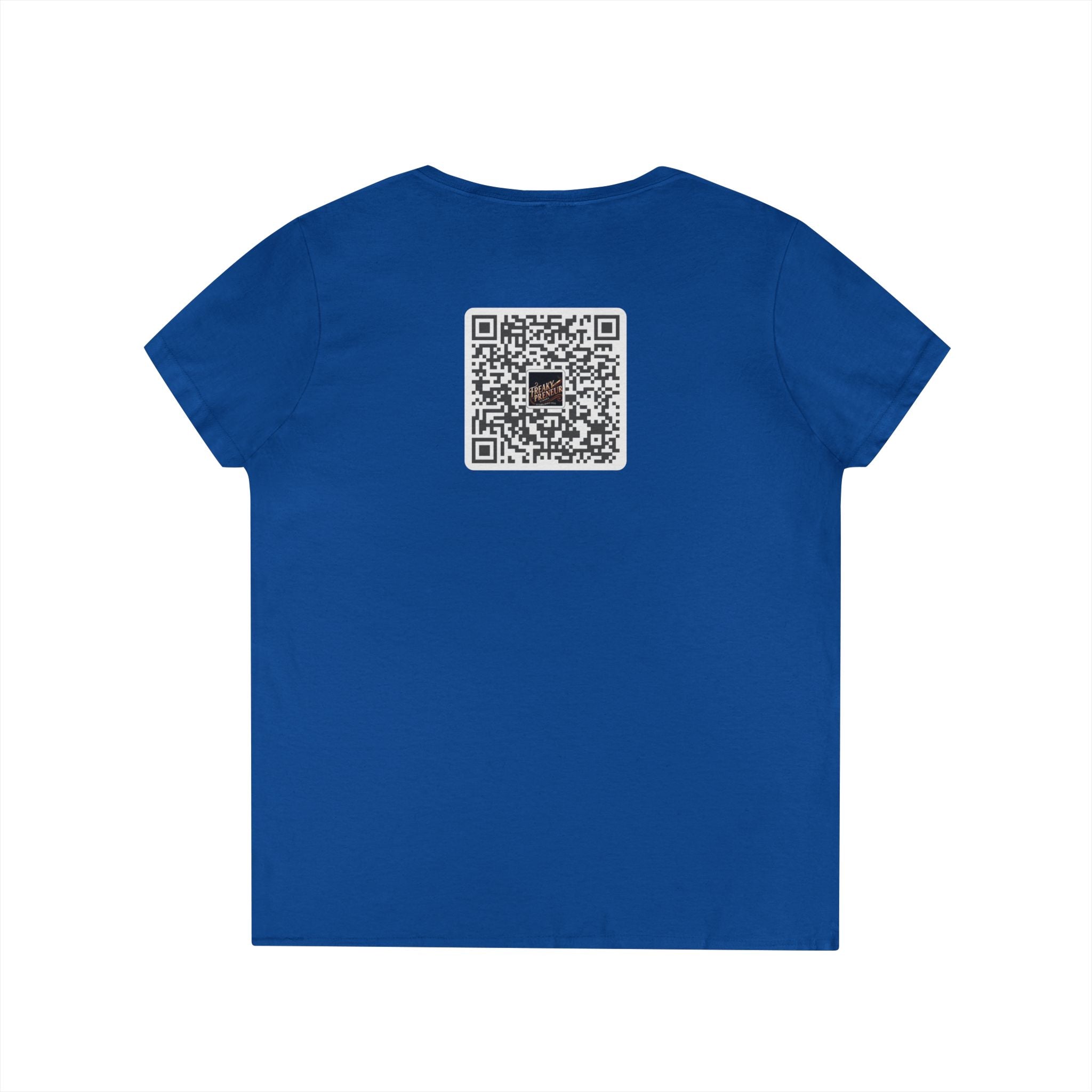 Freakypreneur V-Neck Tee — Women’s Entrepreneur T‑Shirt with Cigar Graphic & QR Code