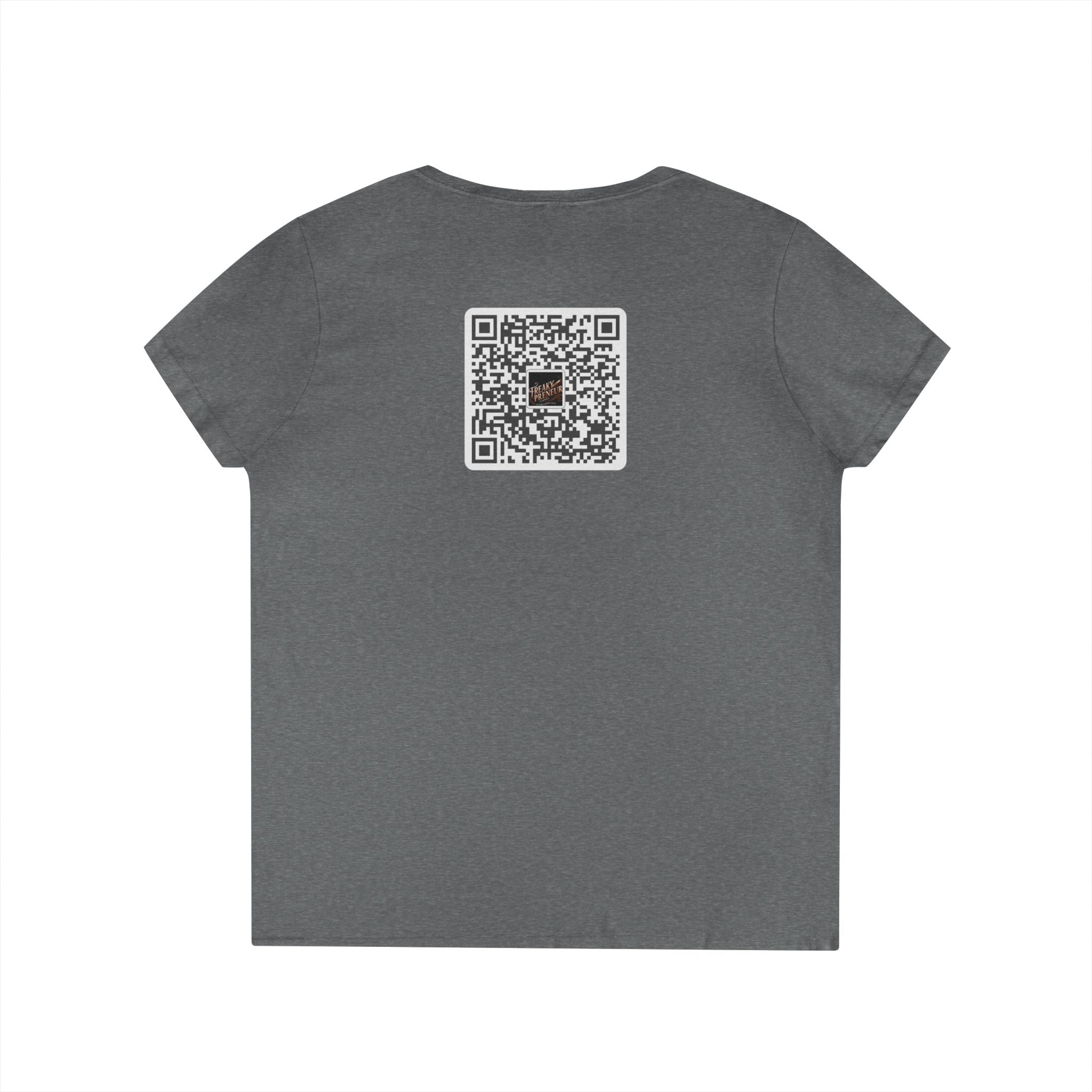 Freakypreneur V-Neck Tee — Women’s Entrepreneur T‑Shirt with Cigar Graphic & QR Code
