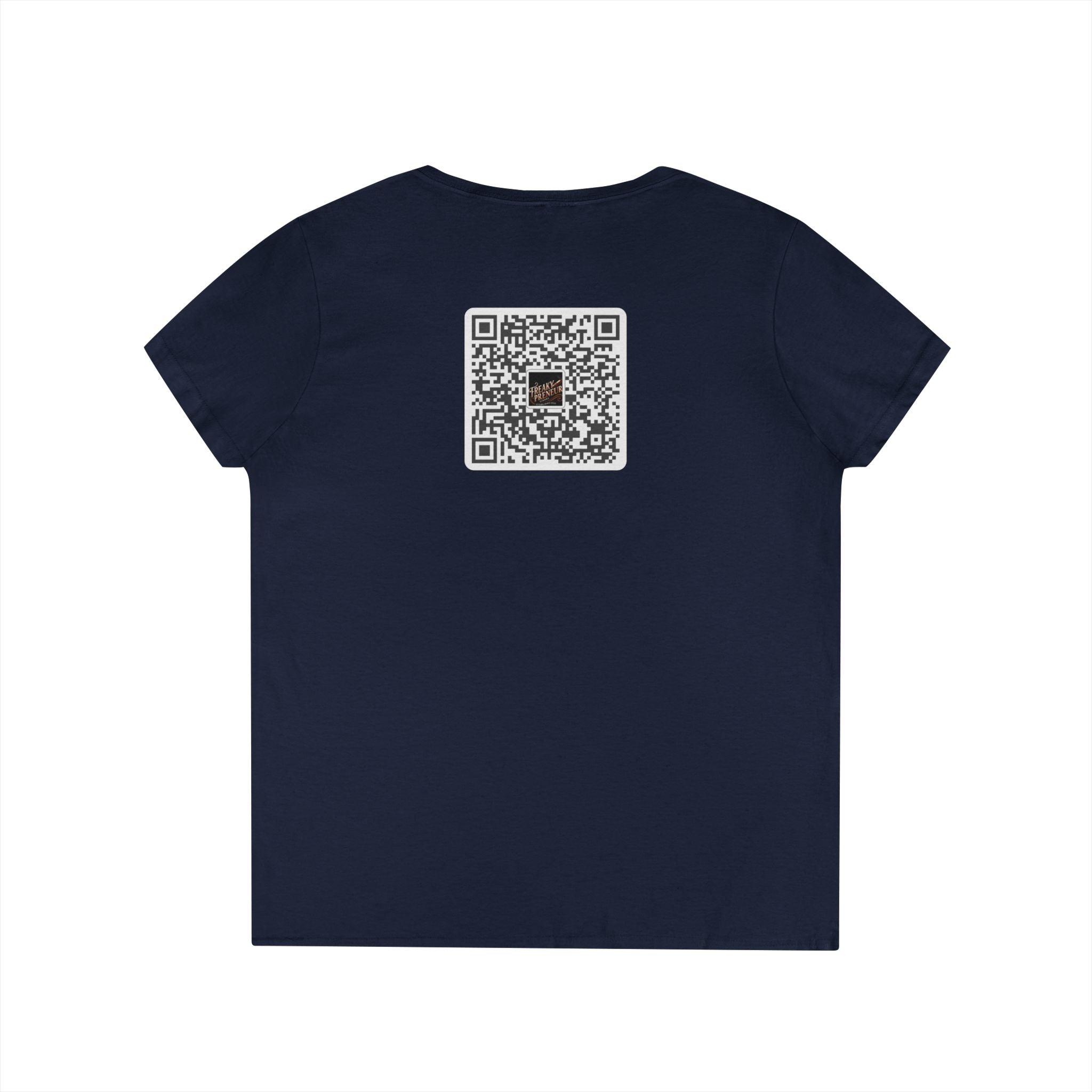 Freakypreneur V-Neck Tee — Women’s Entrepreneur T‑Shirt with Cigar Graphic & QR Code