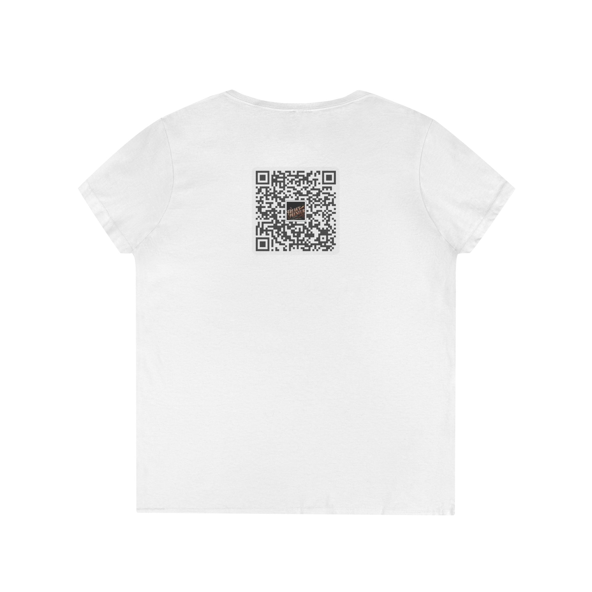 Freakypreneur V-Neck Tee — Women’s Entrepreneur T‑Shirt with Cigar Graphic & QR Code