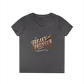 Freakypreneur V-Neck Tee — Women’s Entrepreneur T‑Shirt with Cigar Graphic & QR Code